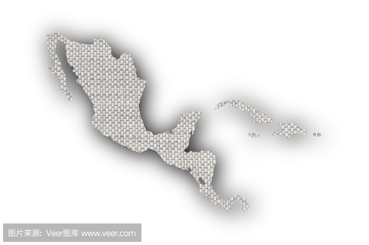 中美洲地图在旧床单上