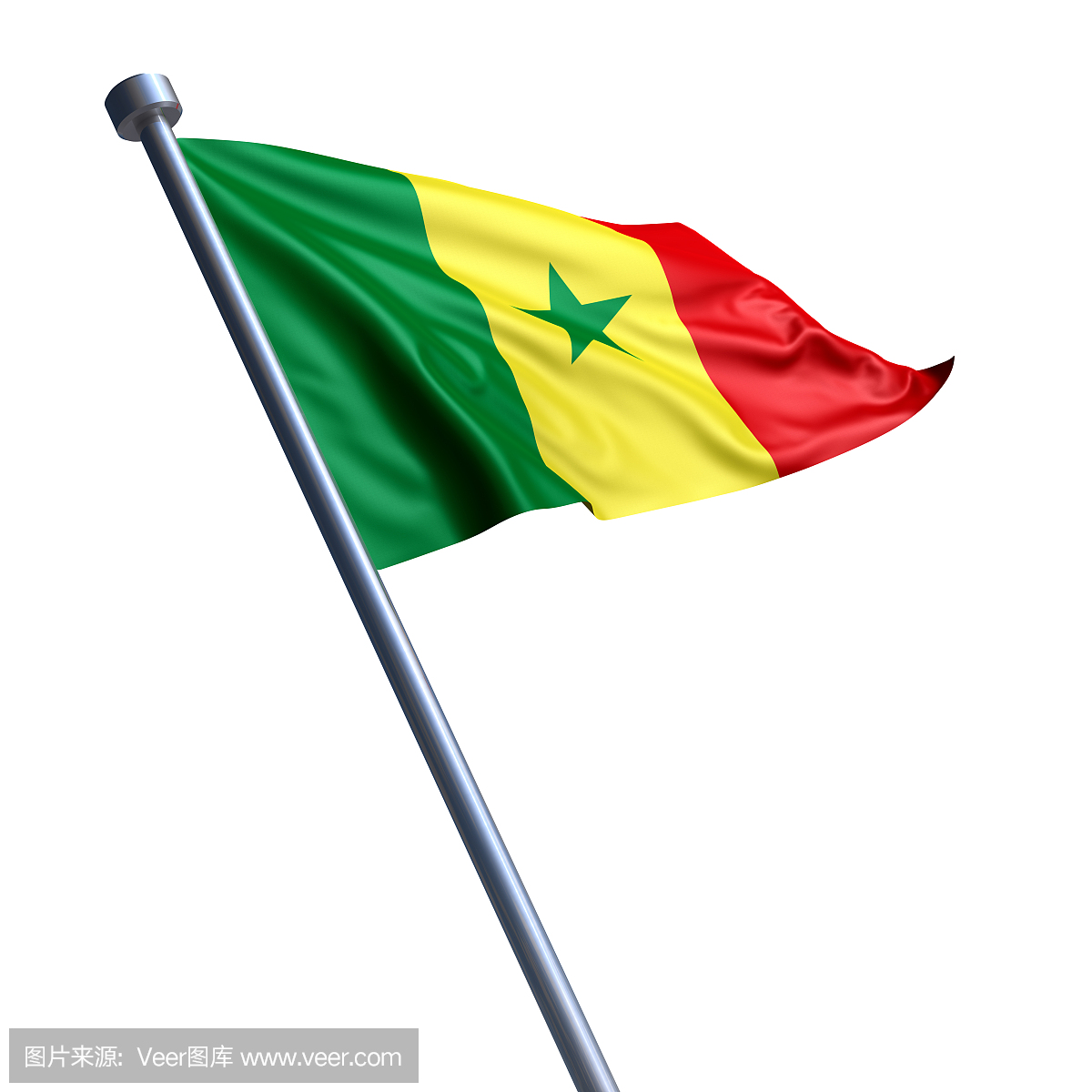 塞内加尔国旗被隔绝在白色