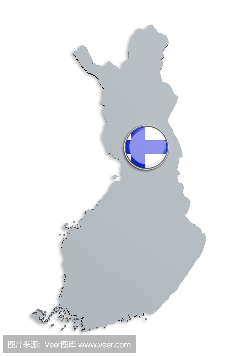 芬兰地图剪影按钮上的标志