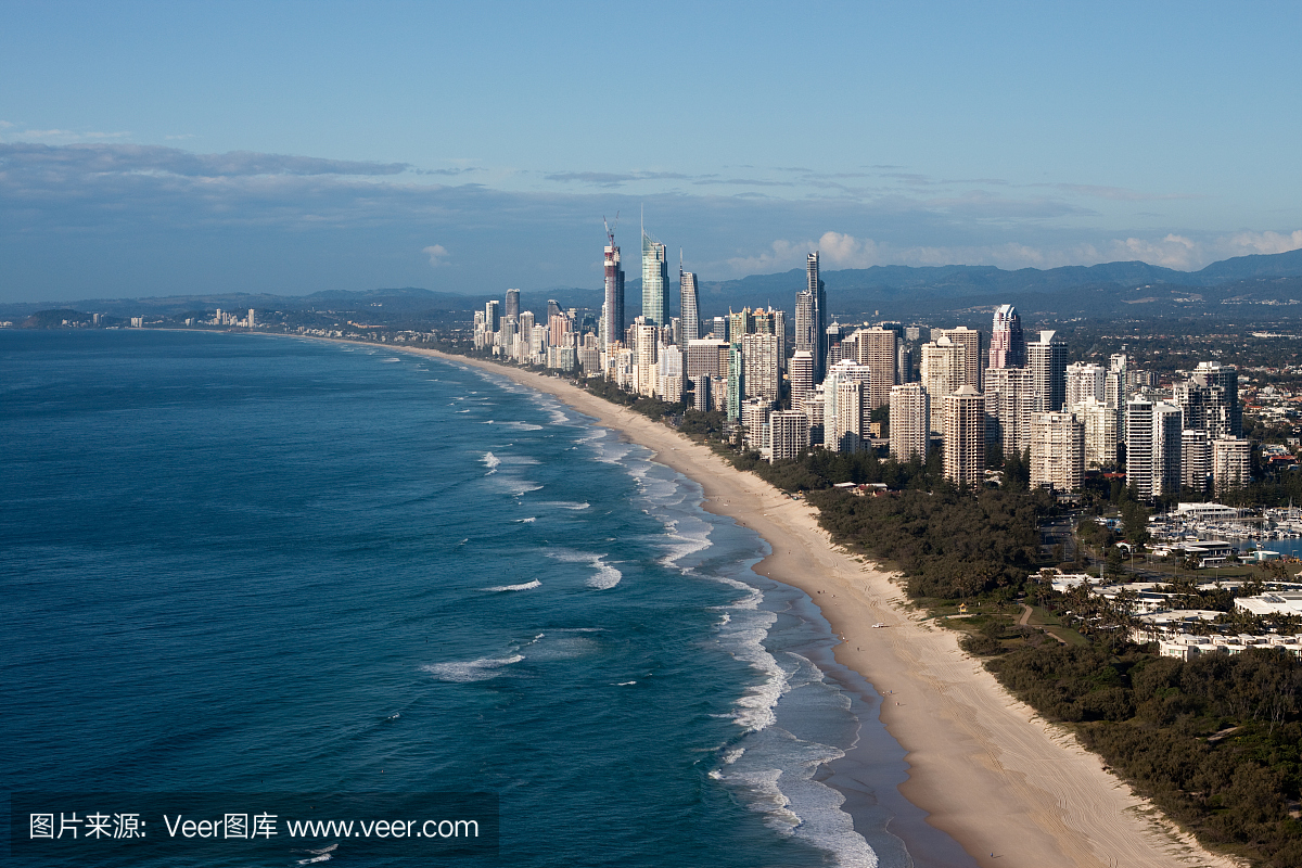 澳大利亚黄金海岸澳大利亚海岸线鸟瞰图