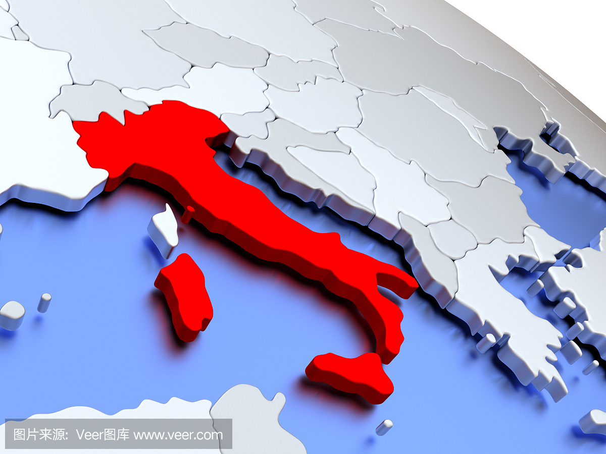 意大利在世界地图上