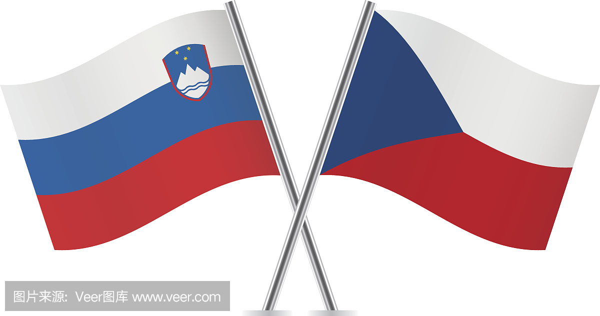 斯洛文尼亚和捷克共和国国旗。