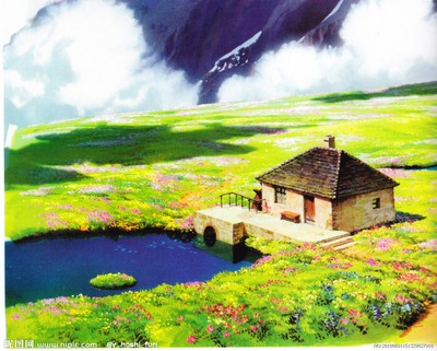 动漫风景欣赏(大图壁纸-253kb 宫崎骏动漫风景壁纸高清图片素材-231kb