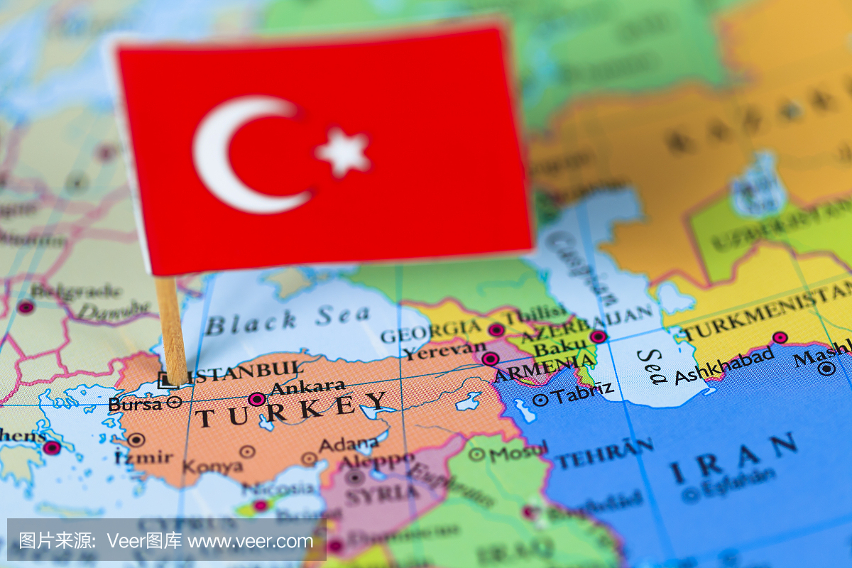 土耳其地图和国旗