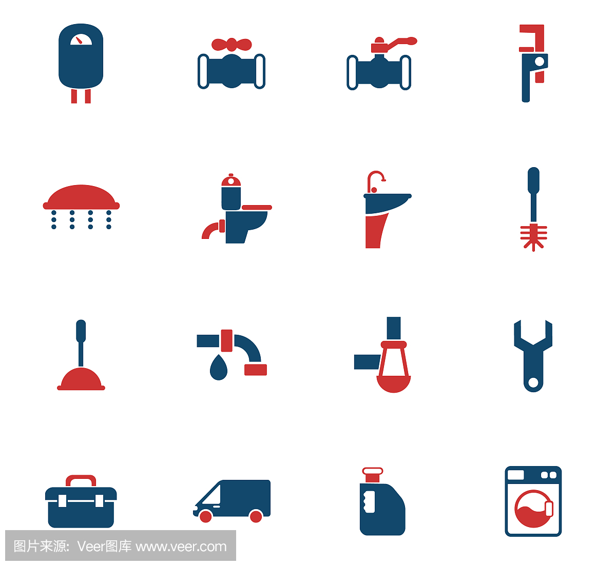 水管服务颜色图标集
