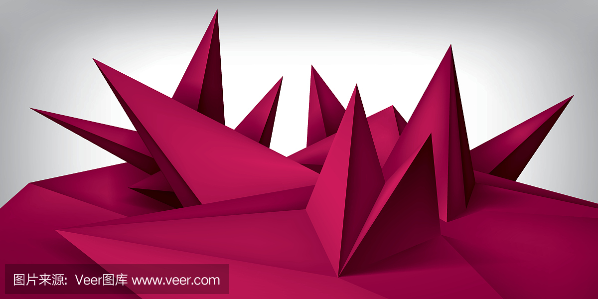 体积几何形状,3d石英晶体表面,抽象低多边形对