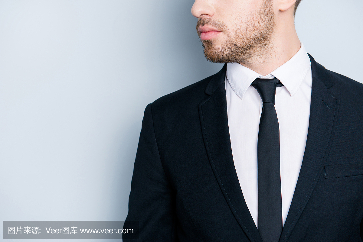 loseup side profile view photo of serious strict p