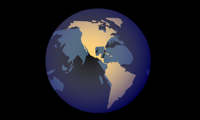 真的制作一个球,然后贴上地球                    h上做地球旋转动画