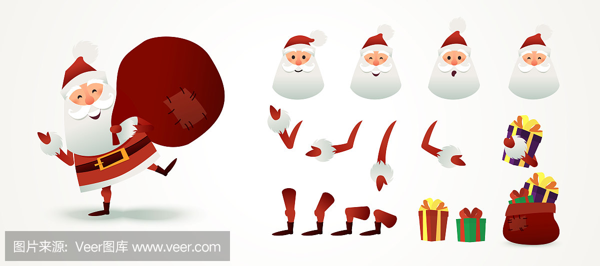 圣诞老人设置为动画和运动设计。圣诞节的父亲