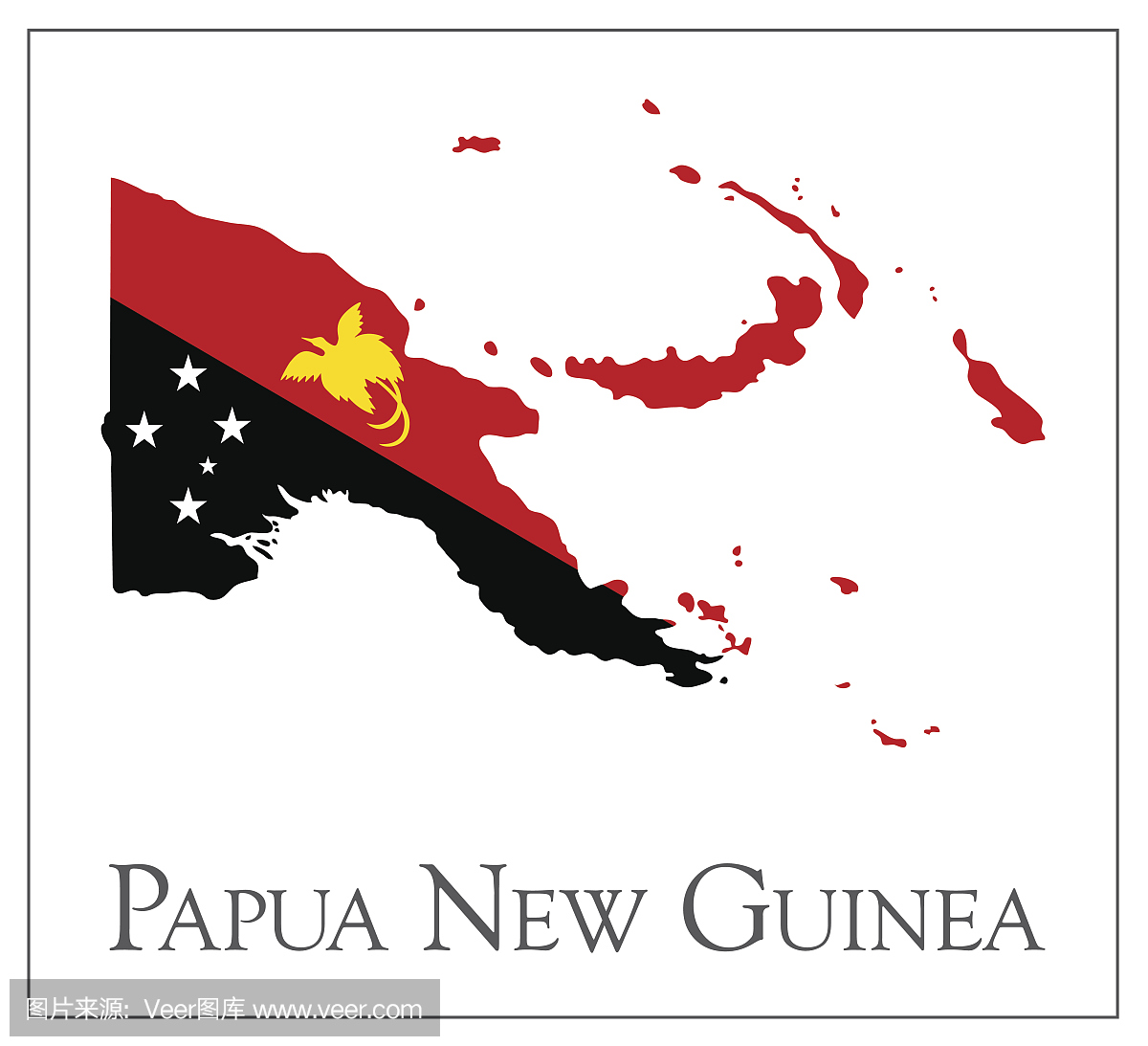 巴布亚新几内亚国旗地图