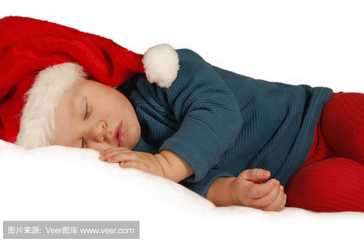 小圣诞宝宝睡觉白色隔离