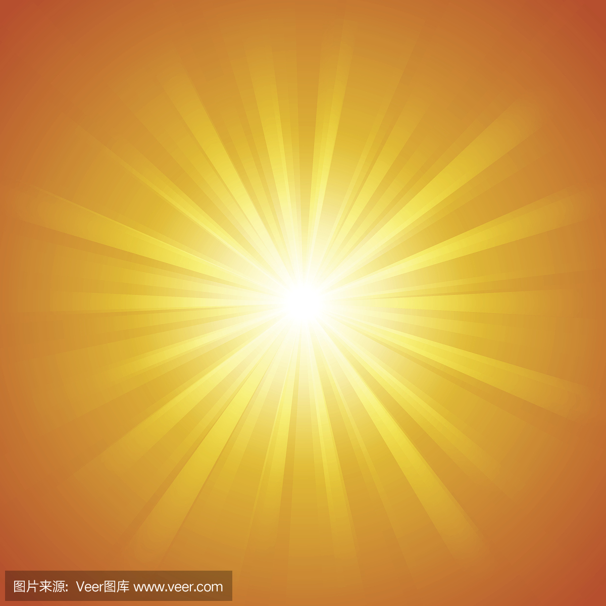 抽象夏天橙色背景与太阳光射线
