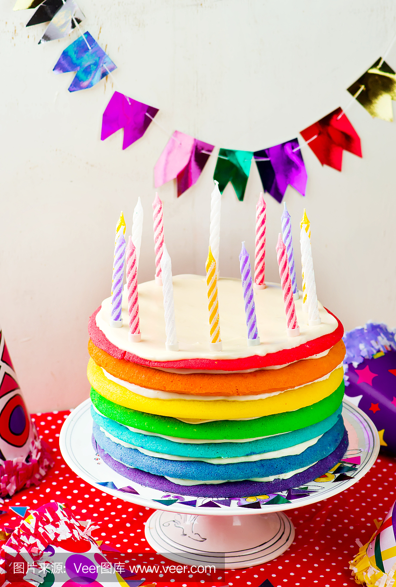 彩虹蛋糕用蜡烛