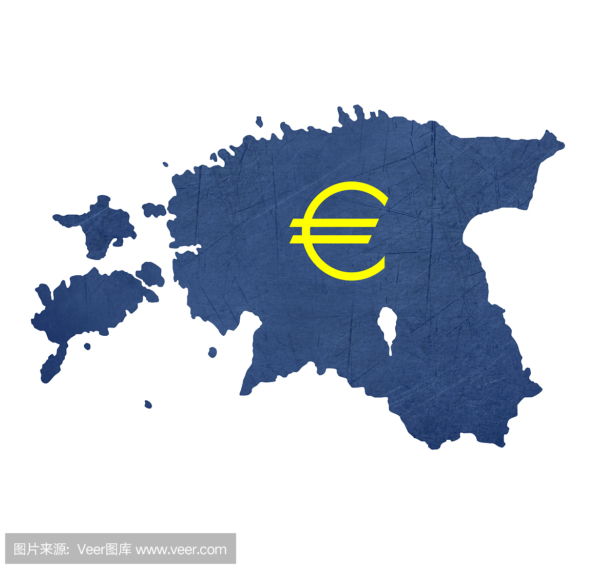 爱沙尼亚地图上的欧洲货币符号