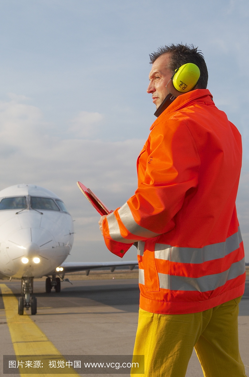 机场地勤人员向飞机,杜塞尔多夫机场,北威斯特