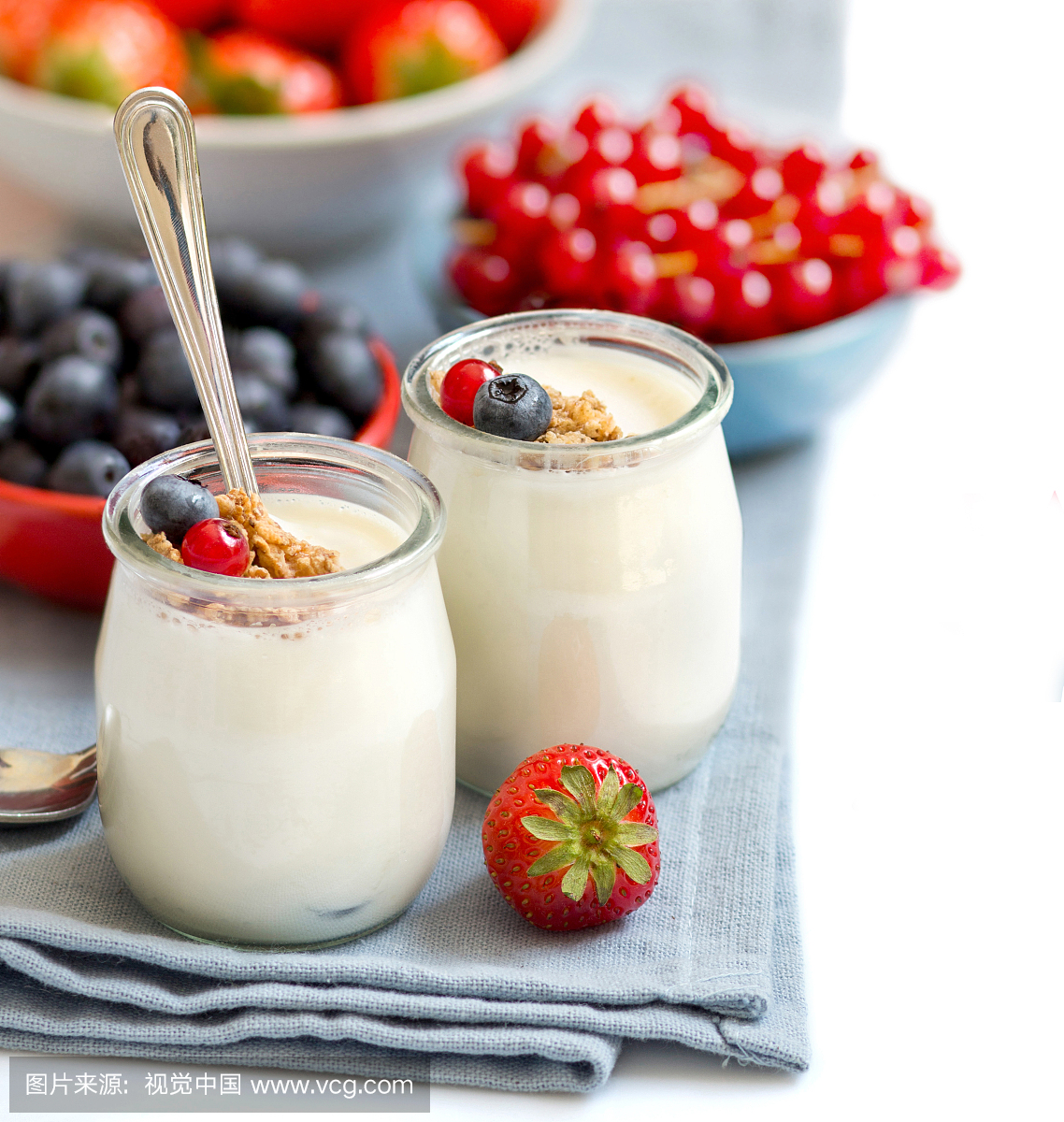 Healthy breakfast with Fresh yogurt, muesli and
