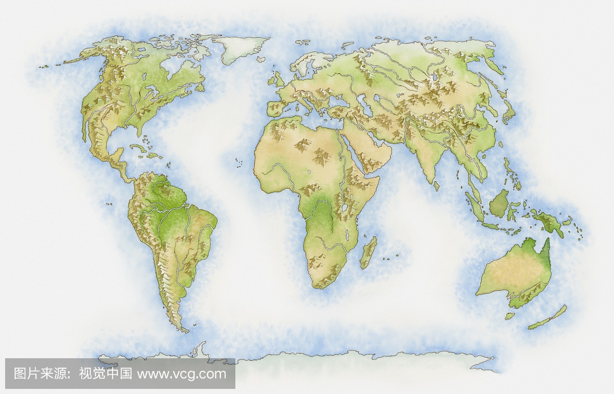 世界地图上的山脉插图