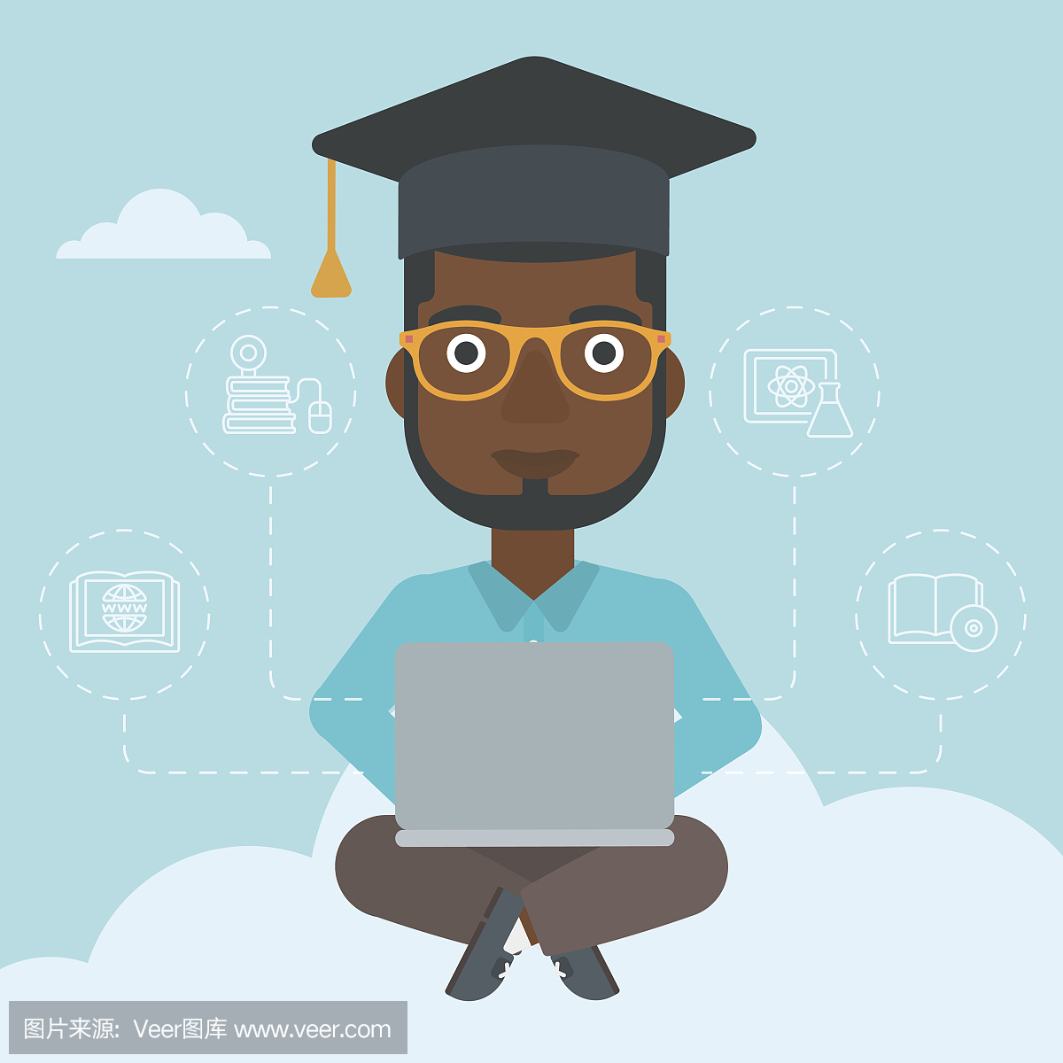 研究生坐在云上